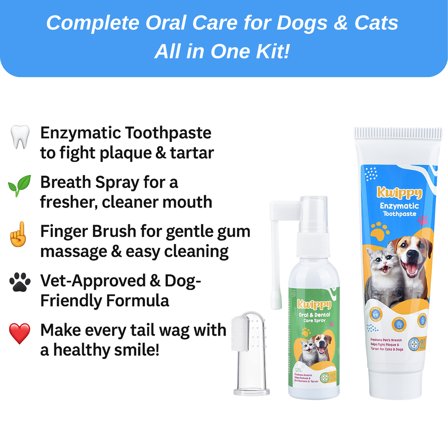 Dog Teeth Cleaning Toothpaste & Tooth Brushing Kit